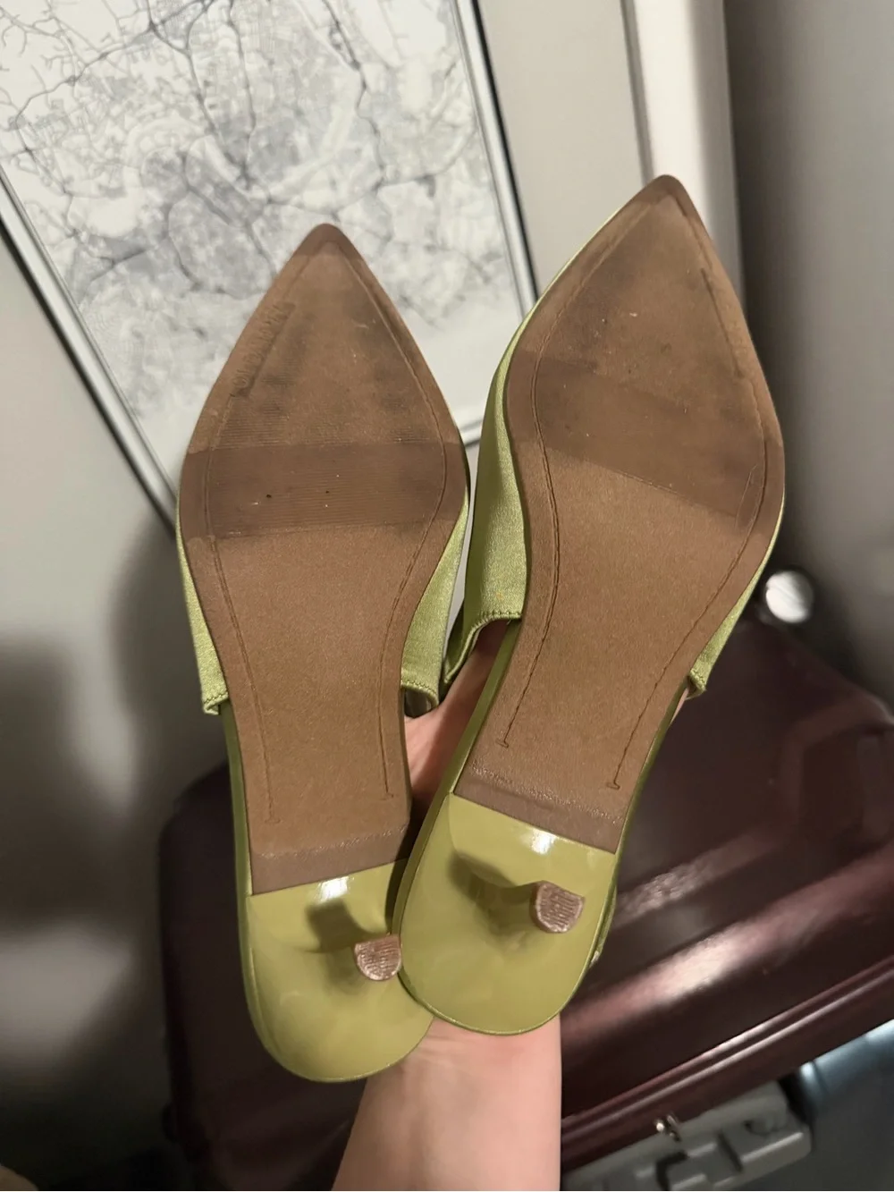 Target Olive Green Satin Pointed-Toe Slingback Heels